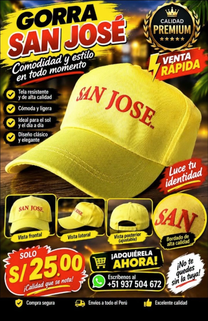 Gorra Oficial San José — Comodidad, Estilo e Identidad